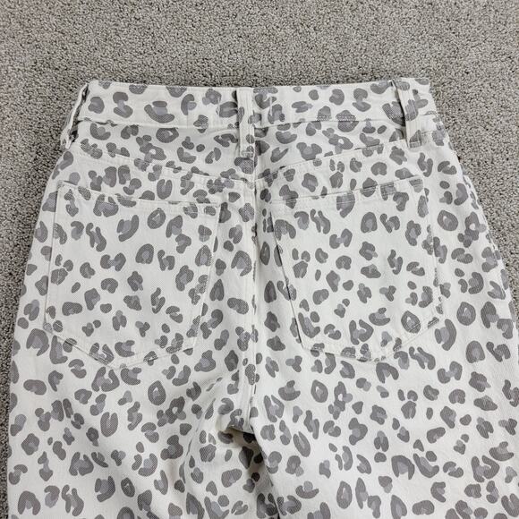 Abercrombie & Fitch Womens Mom Jeans 2 White Gray Leopard Raw Hem Slim Fit Denim - Picture 4 of 12